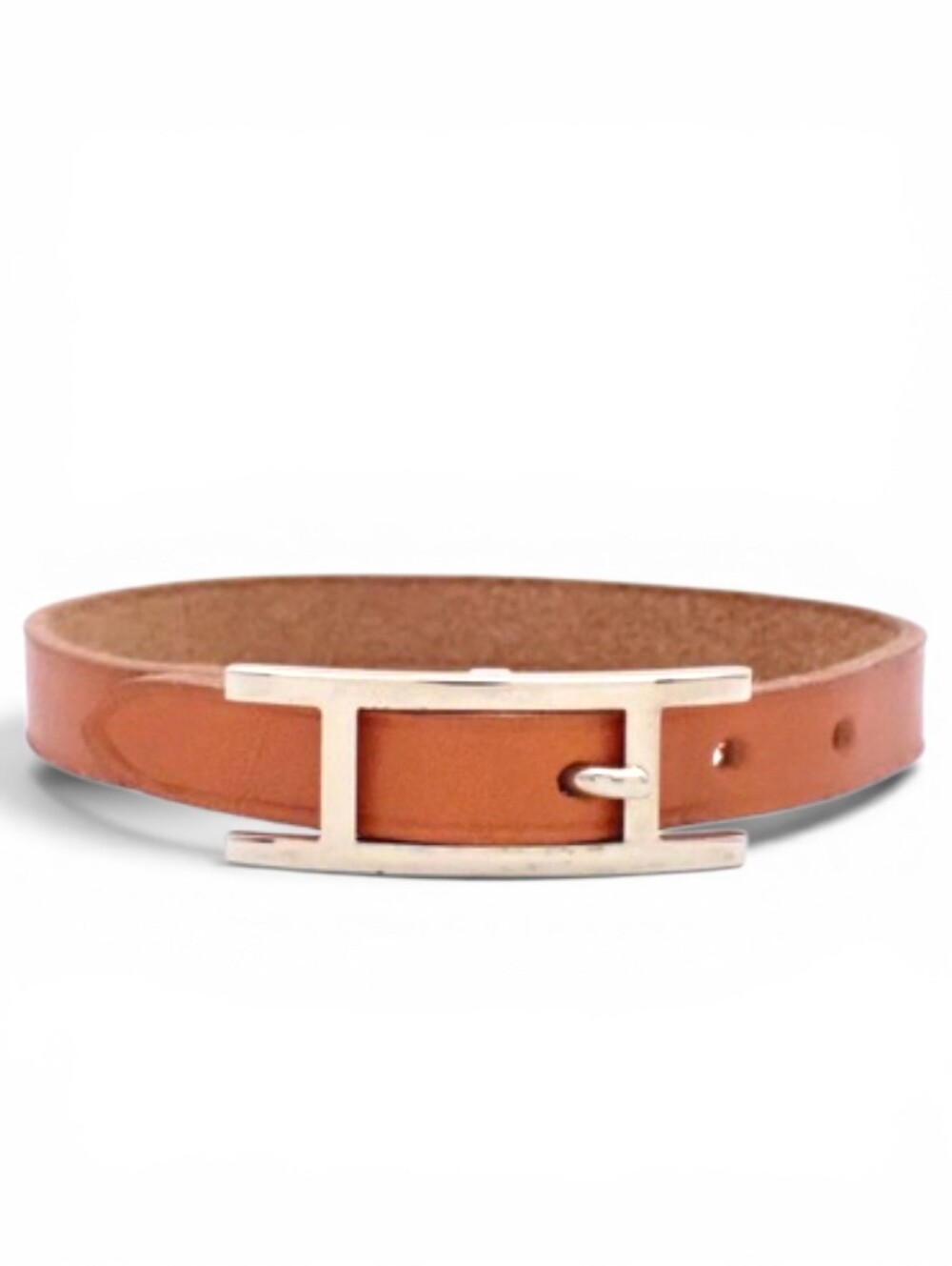 HERMES Leather H Bracelet Unisex Wristband
